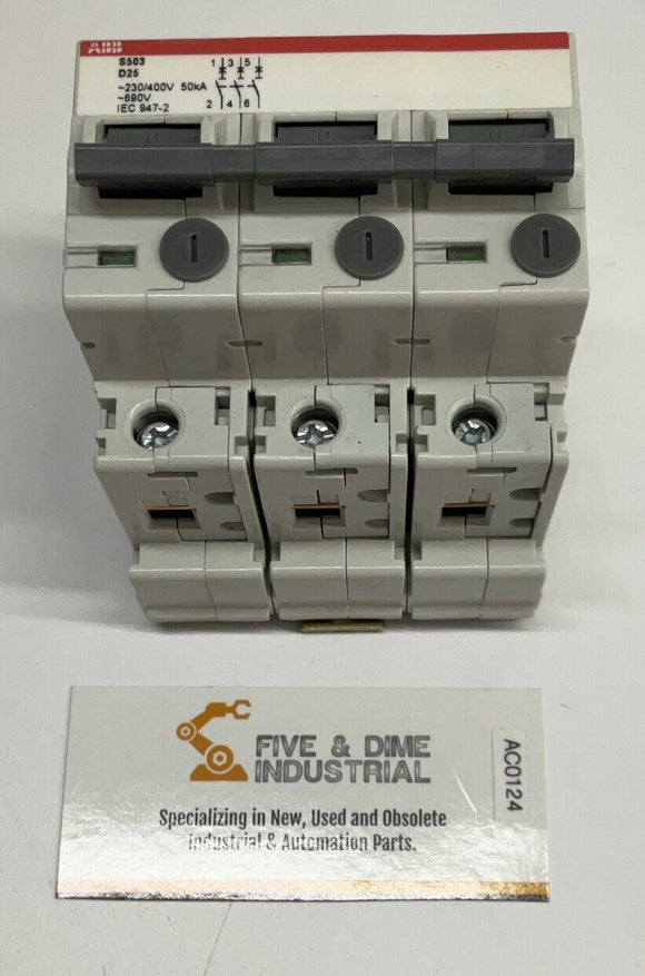 ABB S503-D25 Heavy Duty Circuit Breaker 2CCF011748R0001 3 Pole 25A