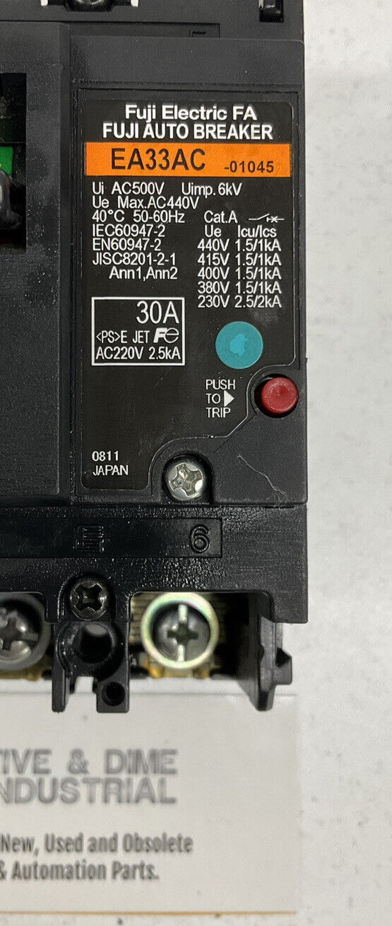 Fuji Electric EA33AC-030 Circuit Breaker Motor Disconnect 30A 3P