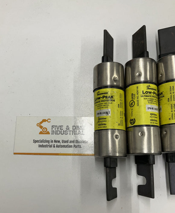 Bussmann Low-Peak LPN-RK-100SP Lot of (4) 250V 100A