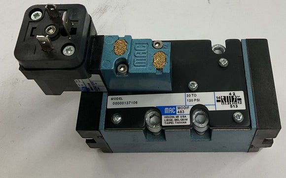 Mac Valves 00000137106 24VDC Solenoid Valve Modif 483 30-120 PSI