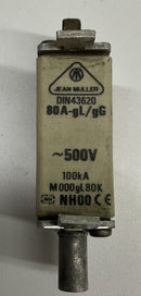 Jean Muller 80A-gL/gG Fuse Link 80-Amp 500 Vac Type Din 43620 NH00-2