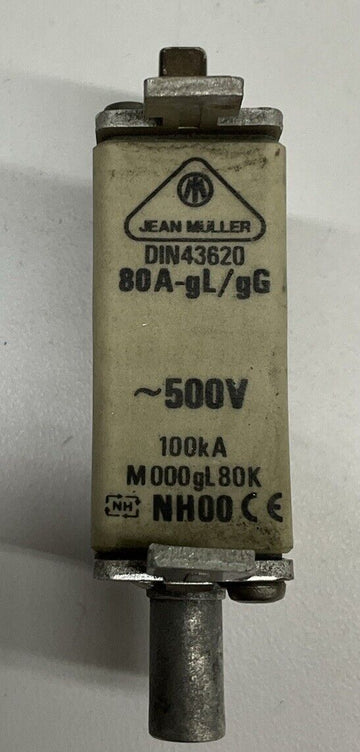 Jean Muller 80A-gL/gG Fuse Link 80-Amp 500 Vac Type Din 43620 NH00 - 0