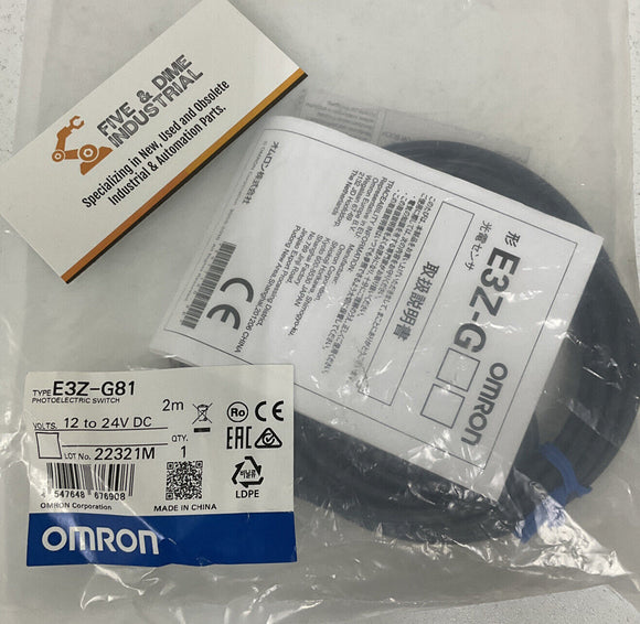 Omron E3Z-G81 Genuine Photoelectric Switch 12-24 Vdc, 2 Meters