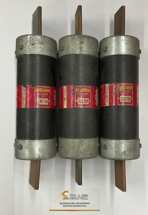 Bussmann Fusetron FRS-250 Lot of (3) Dual Element Fuses