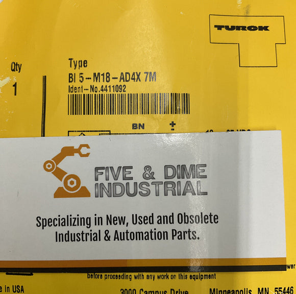 Turck BI5-M18-AD4X Proximity Sensor 7M  10-65 VDC 5mm