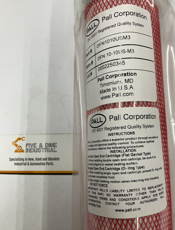 Pall DFN1010USM3 Duo Fine E Series Filter Cartridge 10 Iso 9001