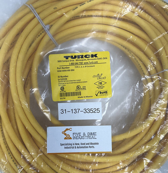 Turck WSM WKM 490-30M Mini Fast Cable 4-Pin Male-Female U-52229