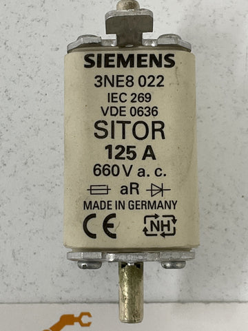 Siemens 3NE8-022 Sitor 125A Fuse 660 VAC - 0