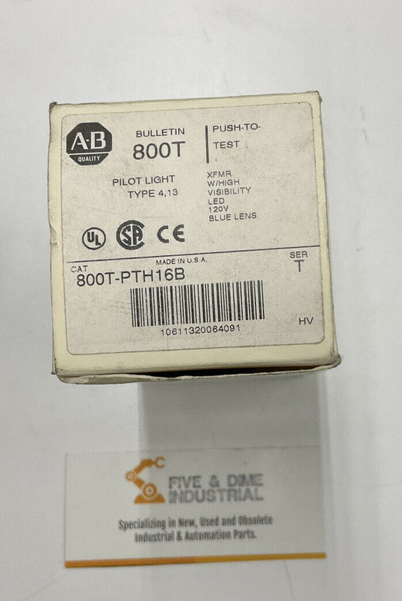 Allen Bradley 800T-PTH16B Pilot Light Type 4 120V Blue