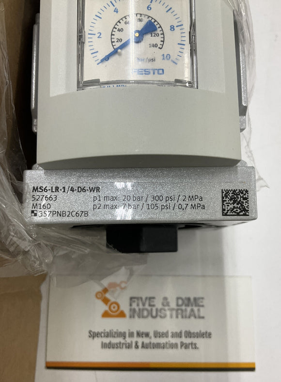 Festo MS6-LR-1/4-D6-WR Pressure Regulator 527663 Ser. M160