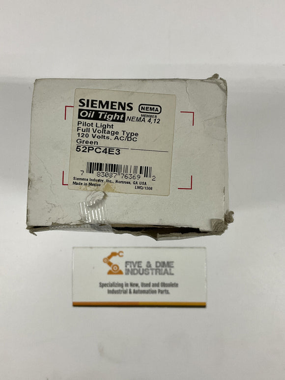 Siemens 52PC4E3 Pilot Light Green Full Voltage 120V AC/DC