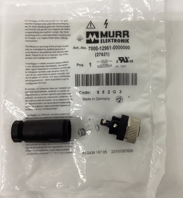 Murr 7000-12961-0000000 M12, Female Screw Type Field Connector
