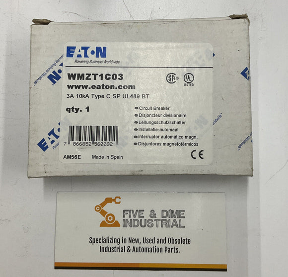 Eaton WMZT1C03 3-Amp 10kA Type C SP UL489 BT Circuit Breaker