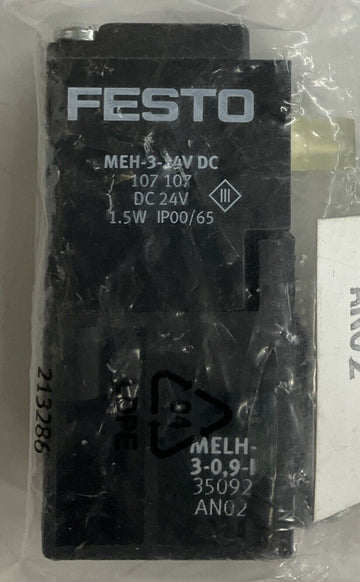 Festo MEH-3-24 VDC MELH-3-0, 9-1  Solenoid Valve