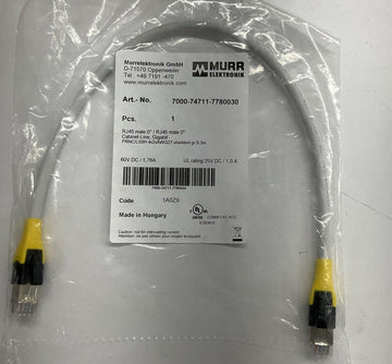 Murr 7000-74711-7780030 Gigabit Shielded RJ45 Male/Male 0.3 Meter Cable - 0