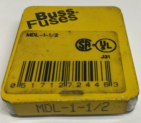 Bussmann MDL-1-1/2 Buss 5-Pack 1-1/2 Amp Fuses