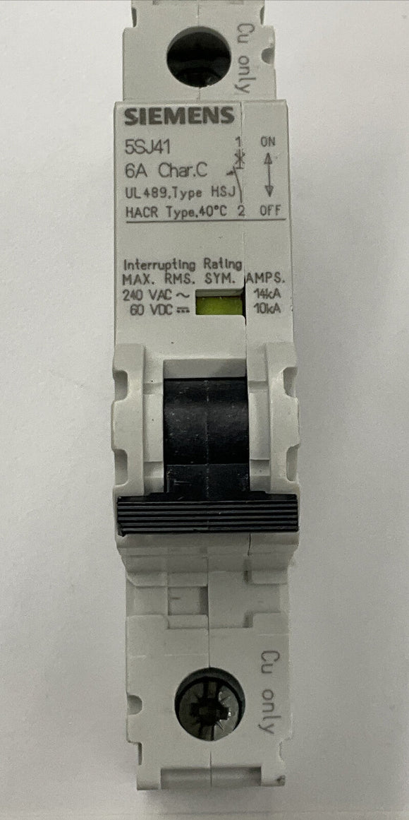 Siemens 5SJ4106-7HG40  HSJ Circuit Breaker 6 Amp Din Mount
