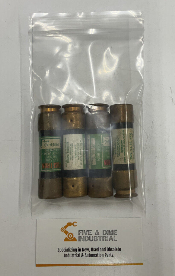 Bussmann FRN-R-40 Fusetron Dual Element Time Delay 40A 250V. Lot of 4