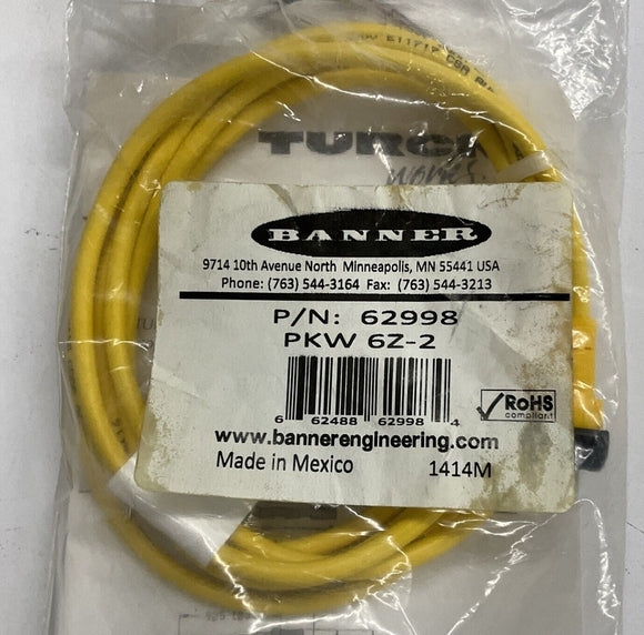 Banner 62998 / PKW-6Z-2 Single-End, Pico Female, 6-Pole 90° Sensor Cable