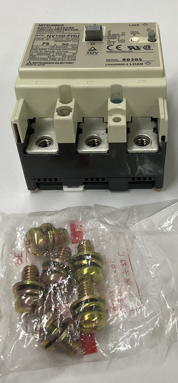 Mitsubishi NV100-FHU 3-Pole 230-240VAC Circuit Breaker 75-Amp