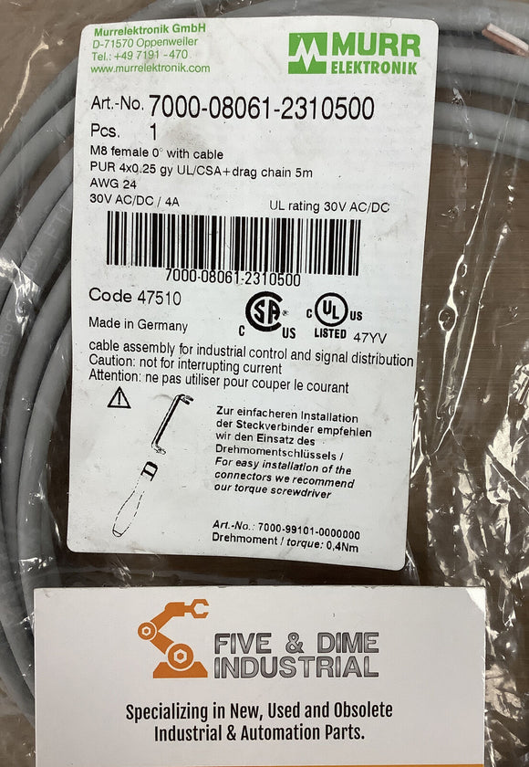 Murr Elektronik 7000-08061-2310500 Female Cable 8M