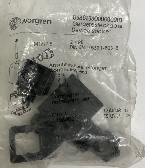 Norgren 1258133 Device Socket 2+PE 250VAC 10 Amp