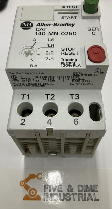 Allen Bradley 140-MN-0250 Manual Motor Starter 600V 2.5A - 0