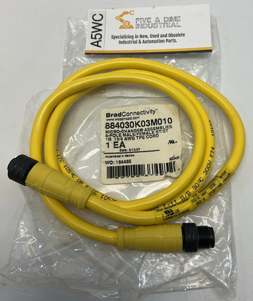 Brad Connectivity 884030K03M010 M12, 4P Male / Female Straight Cable 1M