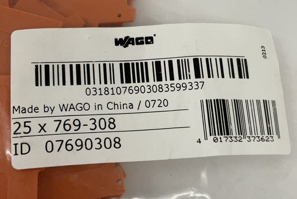 Wago 769-308 Orange Terminal Block End Lot of 25