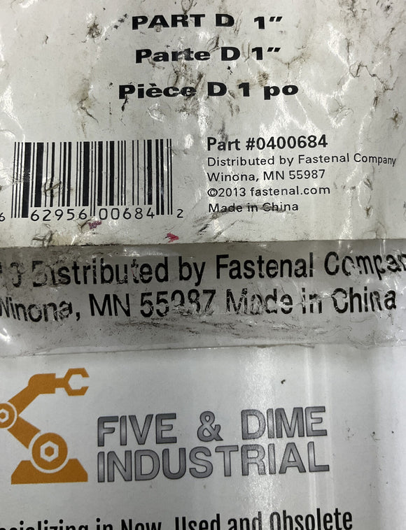 Dynaflo 0400684 1" Female Coupler Part D 1" Npt 3/16 SS