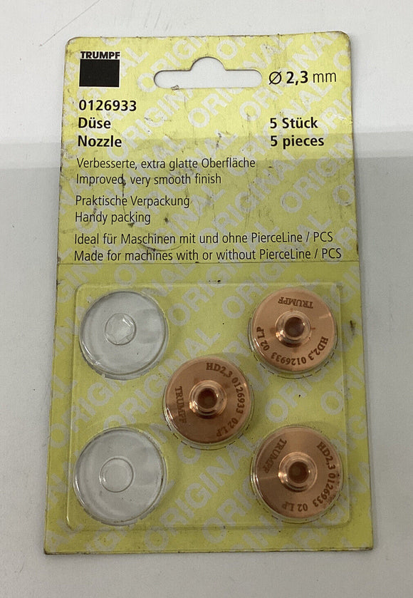 Trumpf  0126933  Qty of 3  2.3mm Genuine Nozzles
