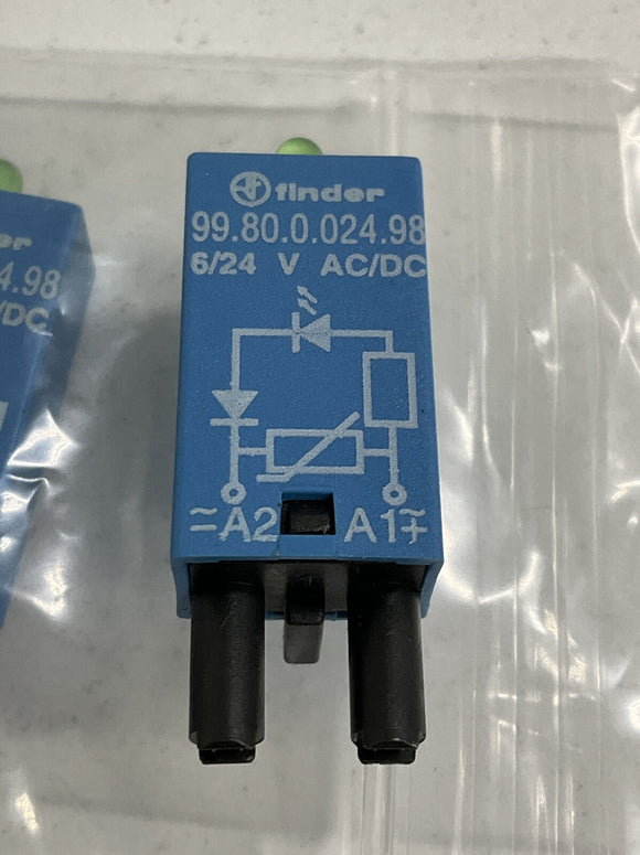 Finder 99.80.0.024.98 Diode  Relay  6/24 Volts AC/DC  Lot of 5