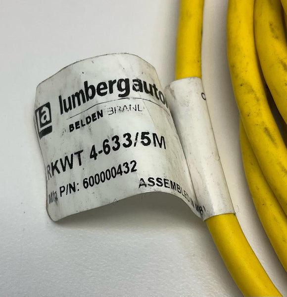 Lumberg RKWT-4-633/5M M12, 4-Wire 90° Female Single End Cable 5-Meters