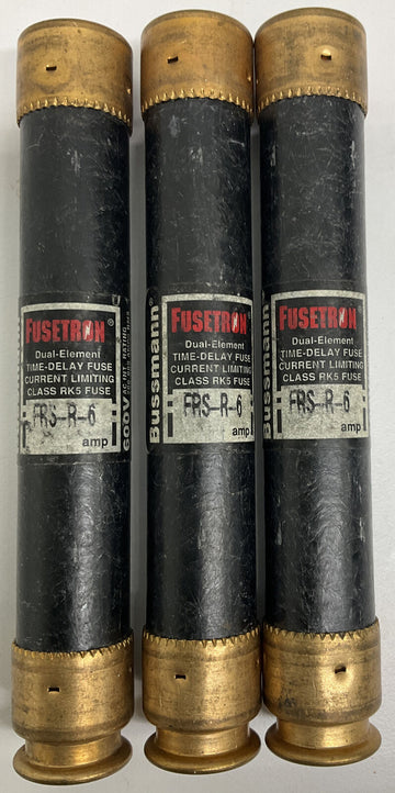 Bussmann Fusetron FRS-R-6 Lot of 3 Dual Element Fuse - 0