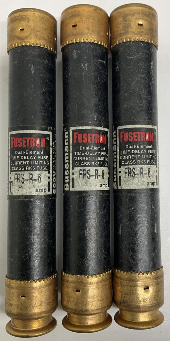 Bussmann Fusetron FRS-R-6 Lot of 3 Dual Element Fuse