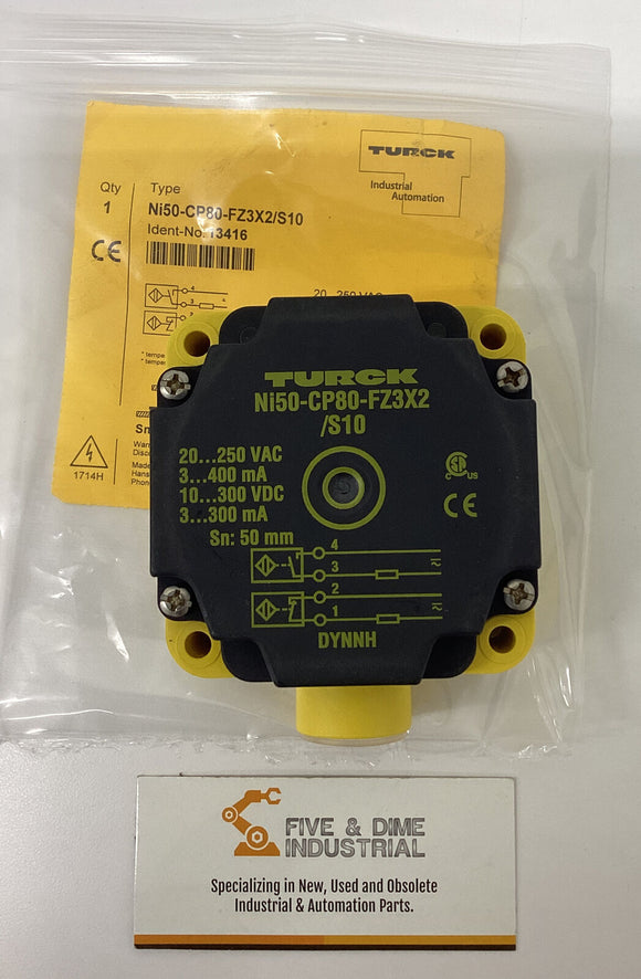 Turck Ni50-CP80-FZ3X2/S10 Inductive Sensor with Increased Switching Distance