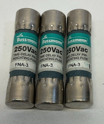 Cooper Bussmann FNA-3 New Lot of  3  Amp Dual Element Time Delay Fuses - 0