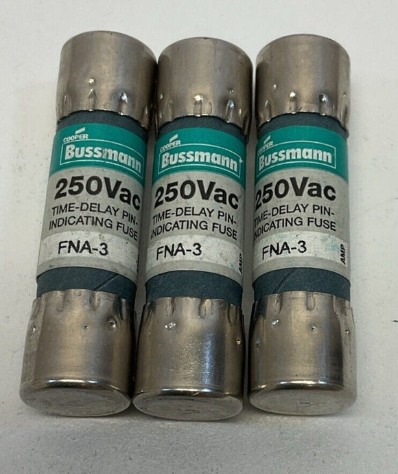 Cooper Bussmann FNA-3 New Lot of  3  Amp Dual Element Time Delay Fuses