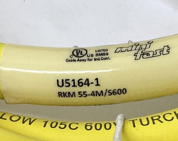 Turck RKM 55-4M/S600 Cable Cordset MiniFast 5-Pin 4-Meter U5164-1