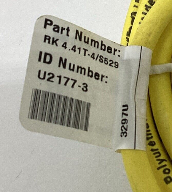 Turck RK4.41T-4/S529 Cable U2177-3 M12, Male Single End 4-Wire 4M