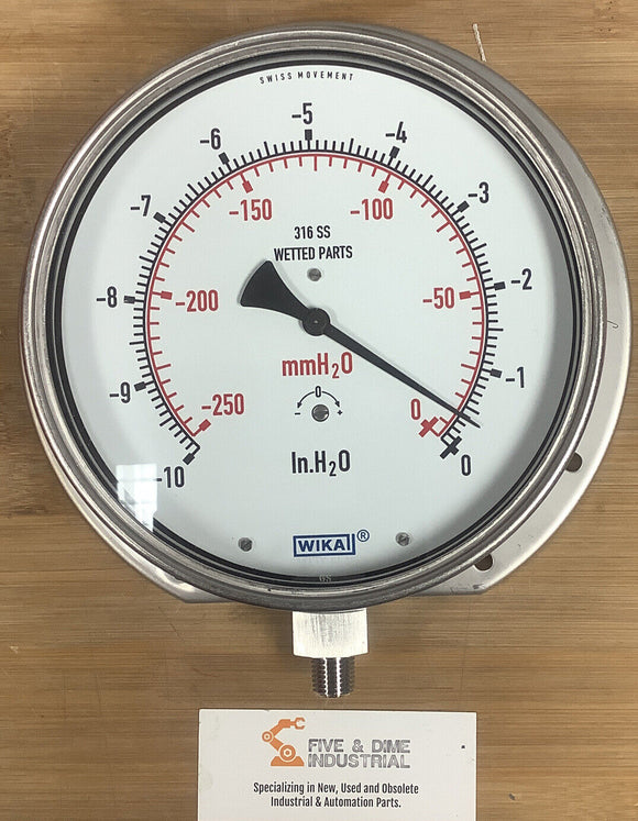 Wika 632.50 6" 10 InH2O/mmH2O VAC 1/4" NPT LM RF 50396048
