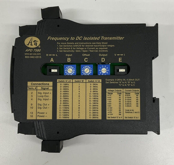 Absolute Process APD-7580-D Frequency to DC Isolated Transmitter