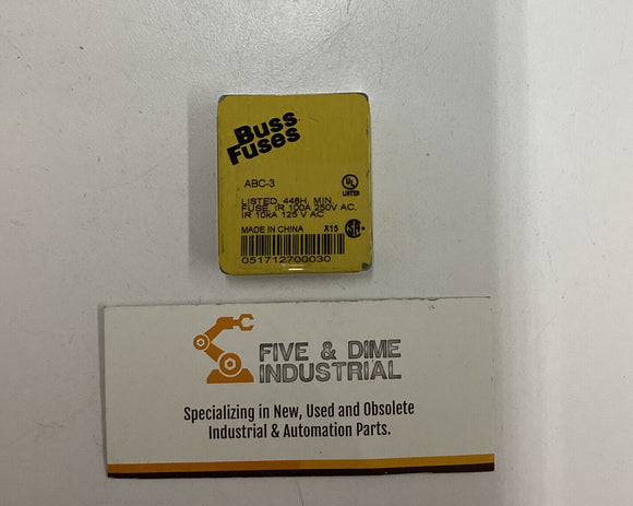 Bussmann ABC-3 Buss 5 Pack  3-Amp Fast Acting Ceramic Tube Fuses 250V