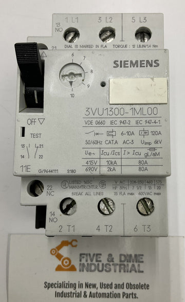Siemens 3VU1300-1ML00 Circuit Breaker 6-10A - 0