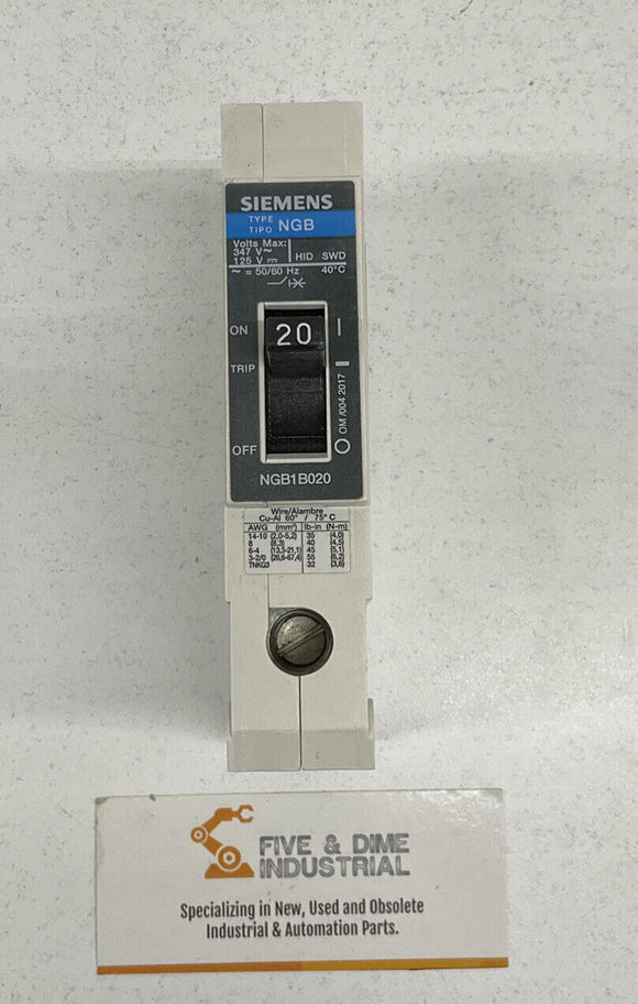 Siemens NGB1B020B 1 Pole 20A 277V  Circuit Breaker