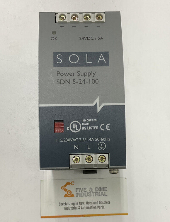 Sola SDN 5-24-100 Power Supply Module 115/230 Vac 24 Vdc / 5A