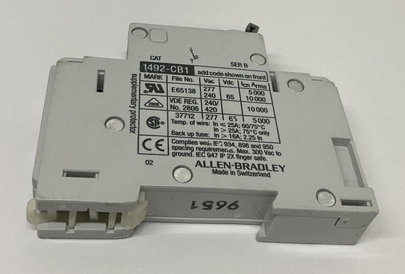 Allen Bradley 1492-CB1G100  Ser. B Din Mount Circuit Breaker 10 Amp