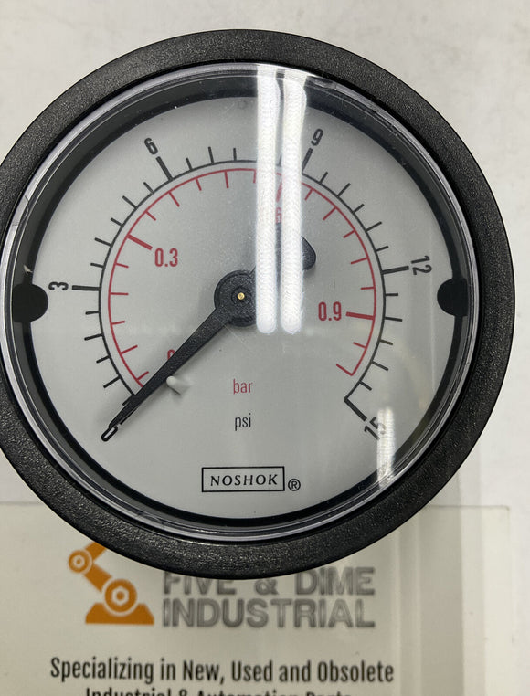 Noshok 20-110-15 2" Block ABS Case Gauge 0-15 PSI 1/8" NPT Rear