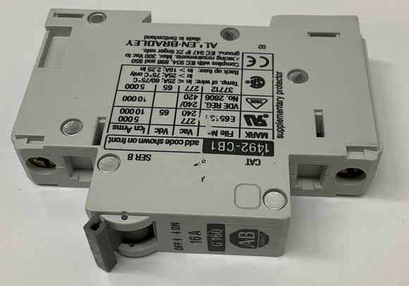 Allen Bradley 1492-CB1G160 Ser. B DIN Mount Circuit Breaker 16 Amp