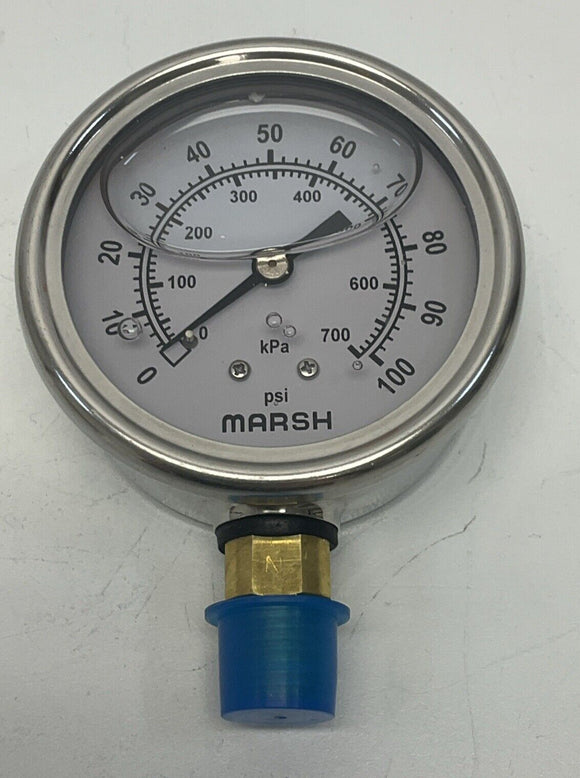 Marsh Bellofram J7648P 2-1/2'' Pressure Gauge 100PSI, 1/4NPT, Glycerin Filled